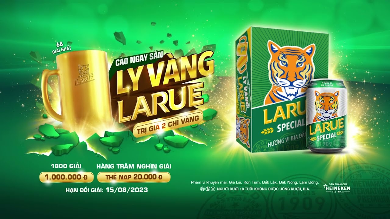 Bia Larue Trúng Thưởng Ly Vàng 2023
