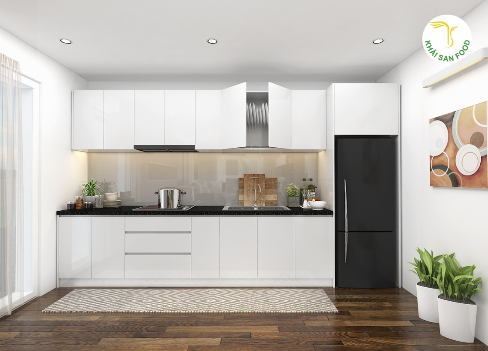 Thiết kế bố trí phòng bếp theo hình chữ I phù hợp cho những căn hộ có diện tích nhỏ