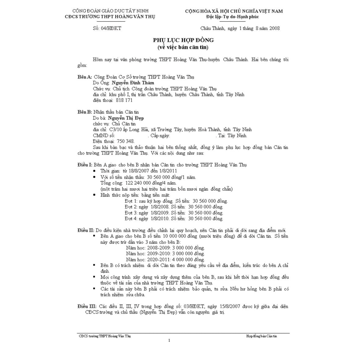 Mẫu Hợp Đồng Thầu Căn Tin Công Ty Cần Có Gì?