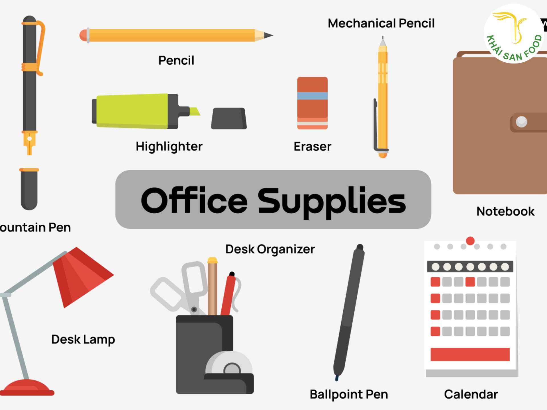 "Office supplies" là từ tiếng anh mang ý nghĩa là "Văn Phòng Phẩm"