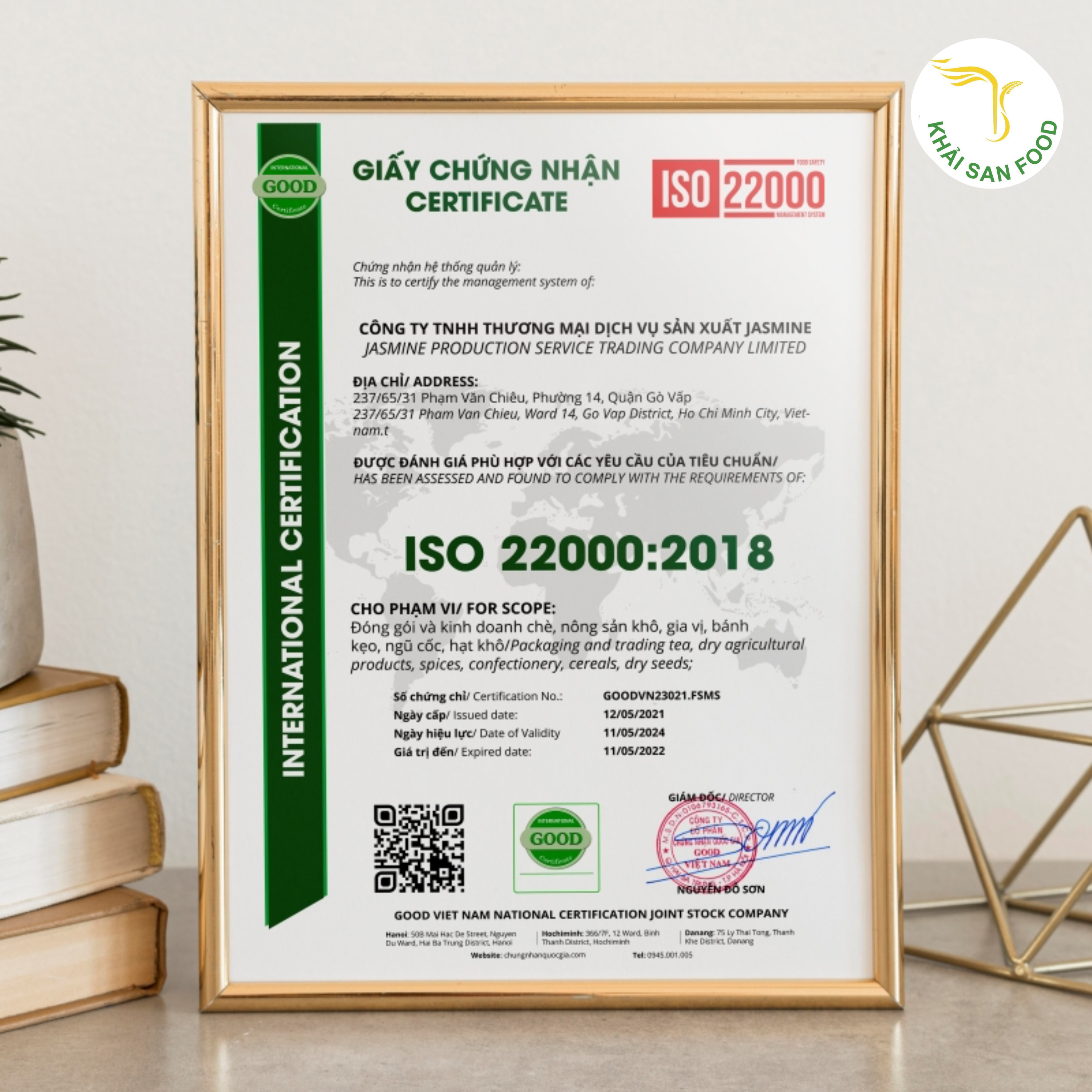 Giấy chứng nhận ISO 22000 có tính cộng nhận quốc tế và được sử dụng rộng rãi