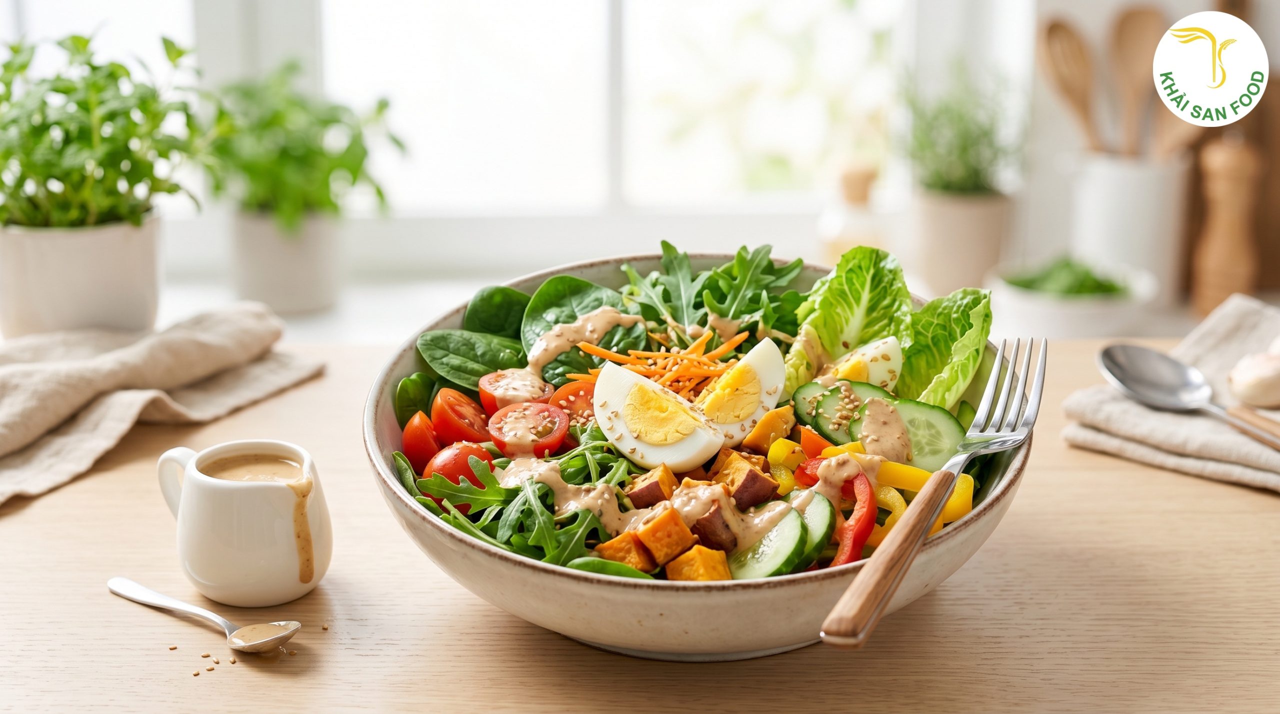 Đổi vị: Cách làm salad giảm cân với sốt mè rang Đổi vị: Cách làm salad giảm cân với sốt mè rang