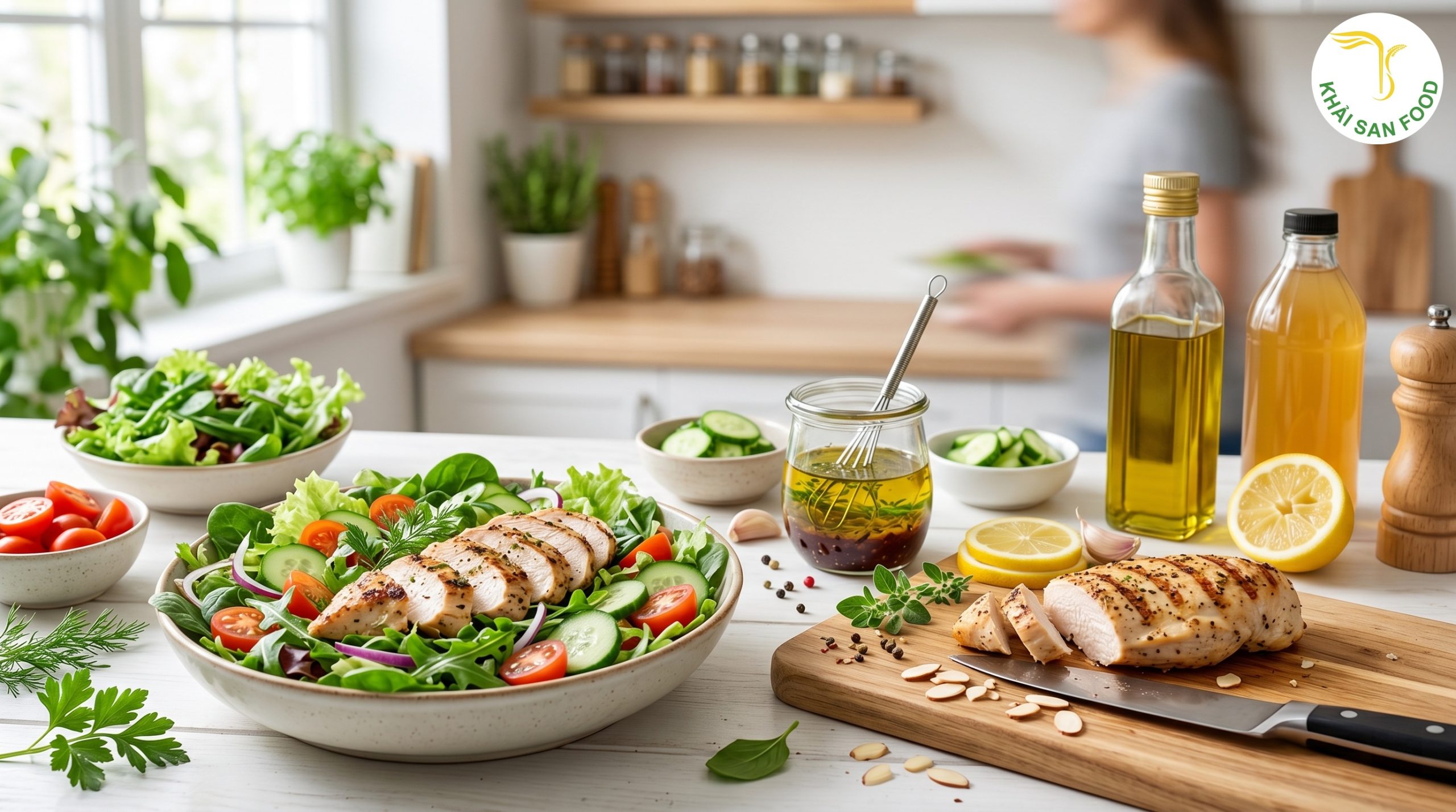 Hướng dẫn chi tiết cách làm salad ức gà giảm cân với dầu giấm